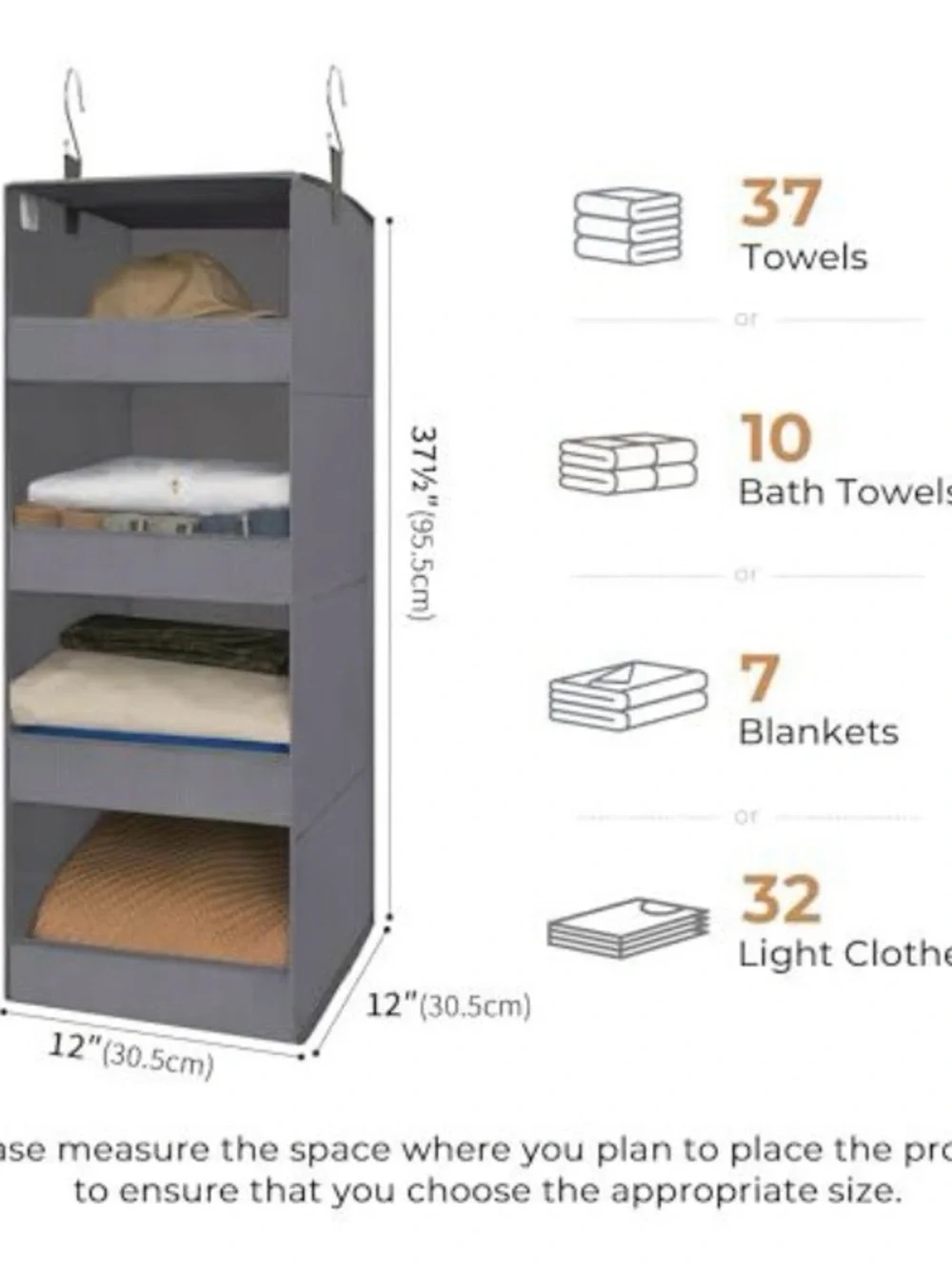 Gray 4 Shelf Hanging Closet Organizer - 2 Pack